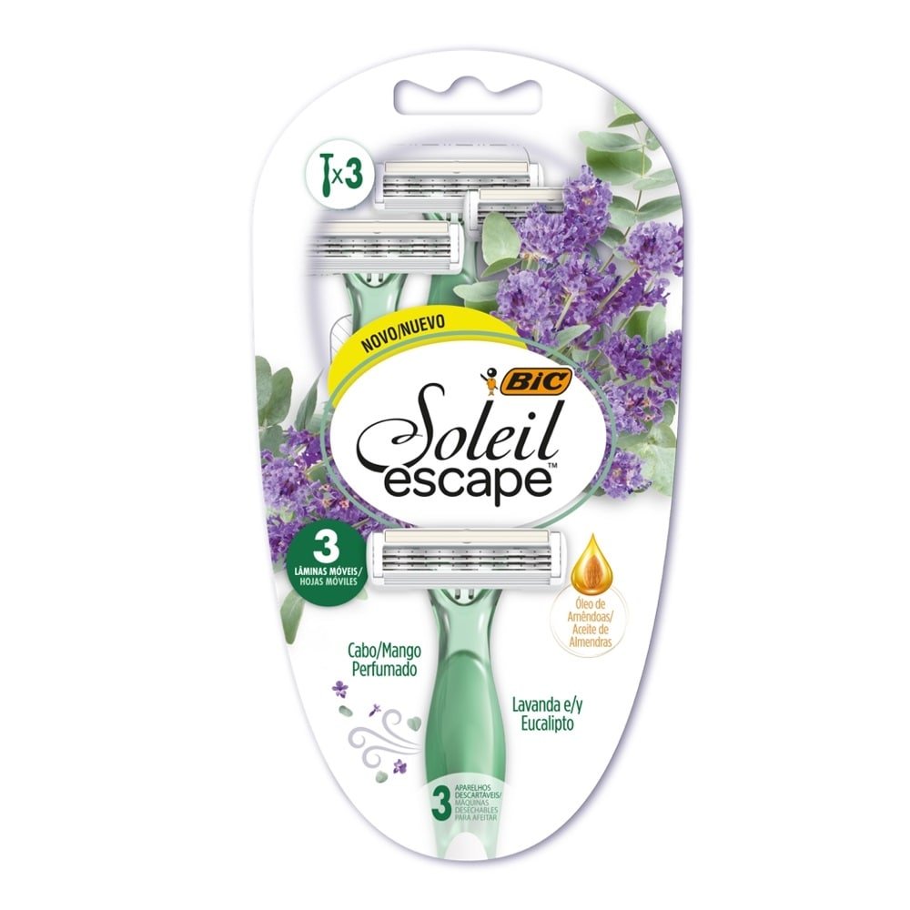 Aparelho de Depilação Bic Soleil Escape Lavanda e Eucalipto 3 Unidades