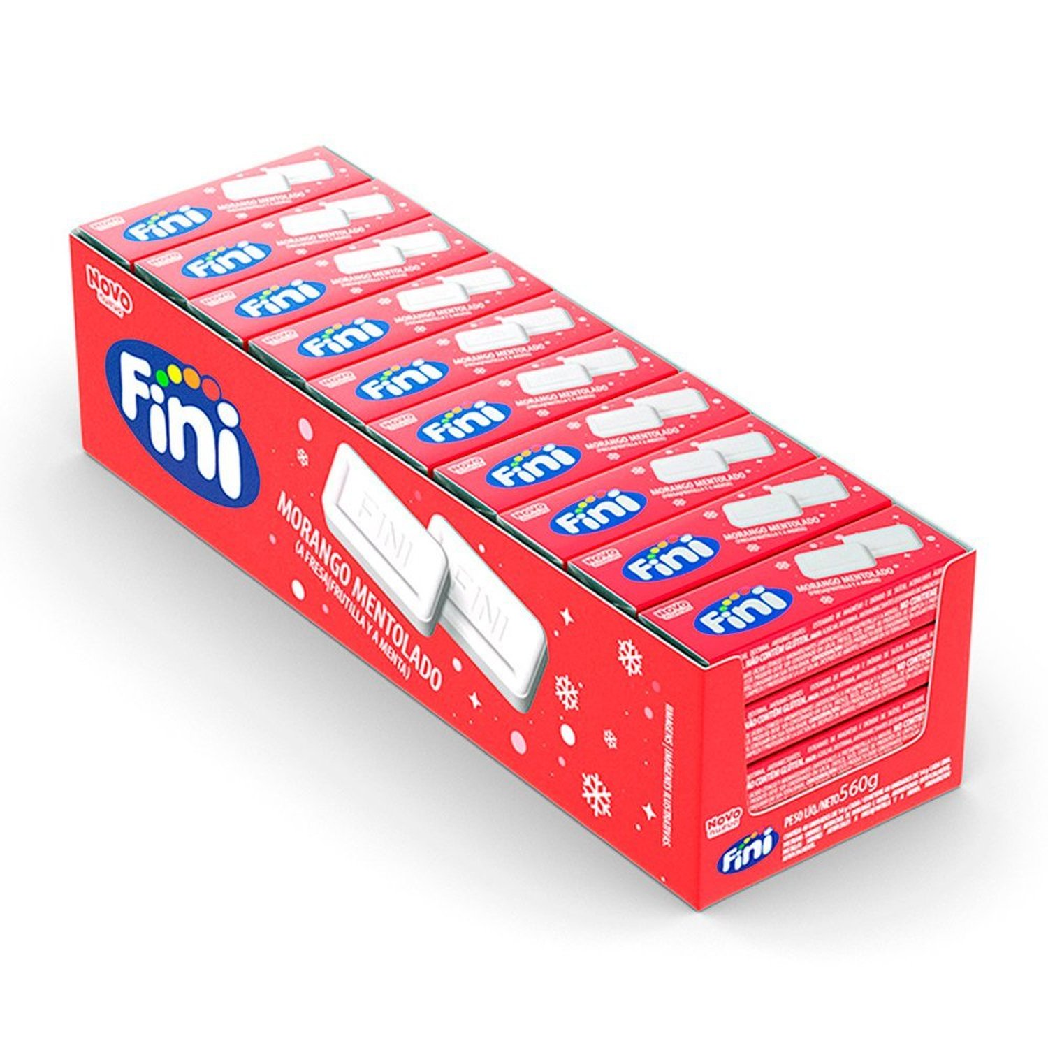 Bala Pastilha Fini Sabor Morango Mentolado 14G Caixa C/ 40 Un