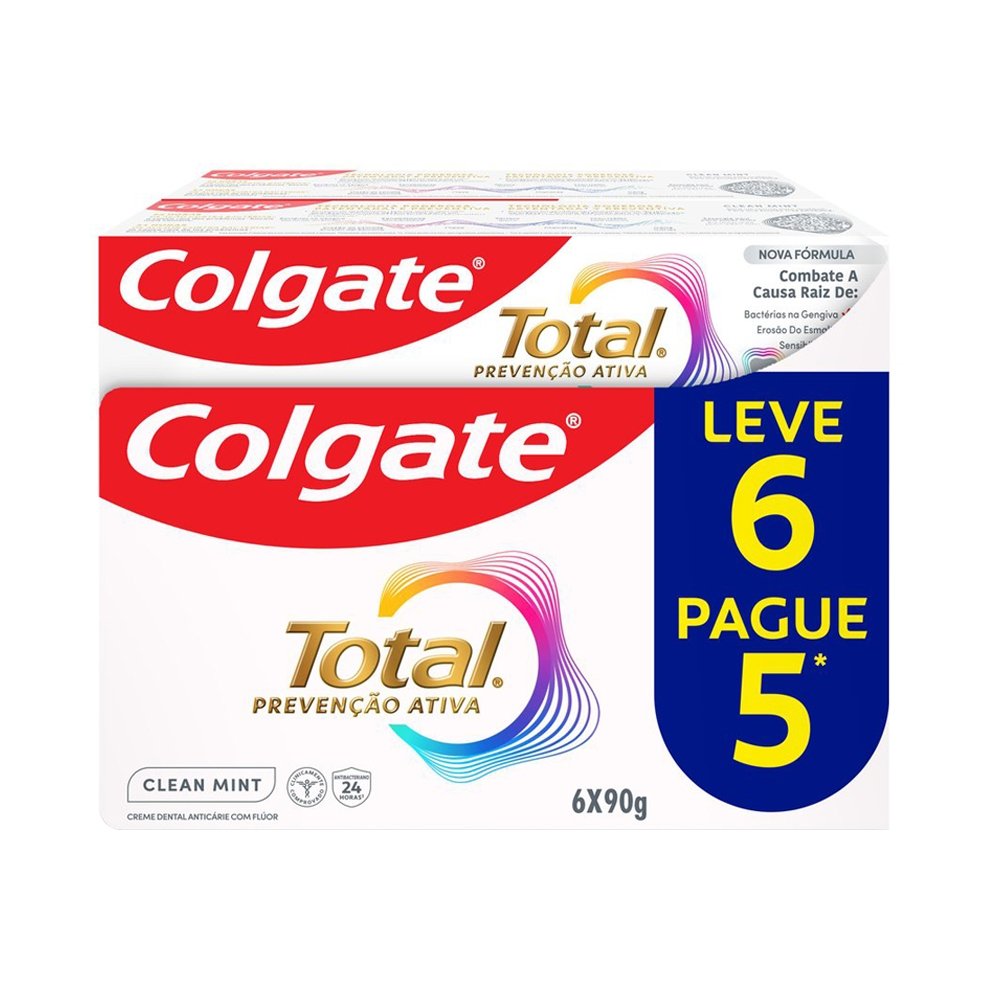 Creme Dental Colgate Total Clean Mint 90g - Embalagem com 6 Unidades