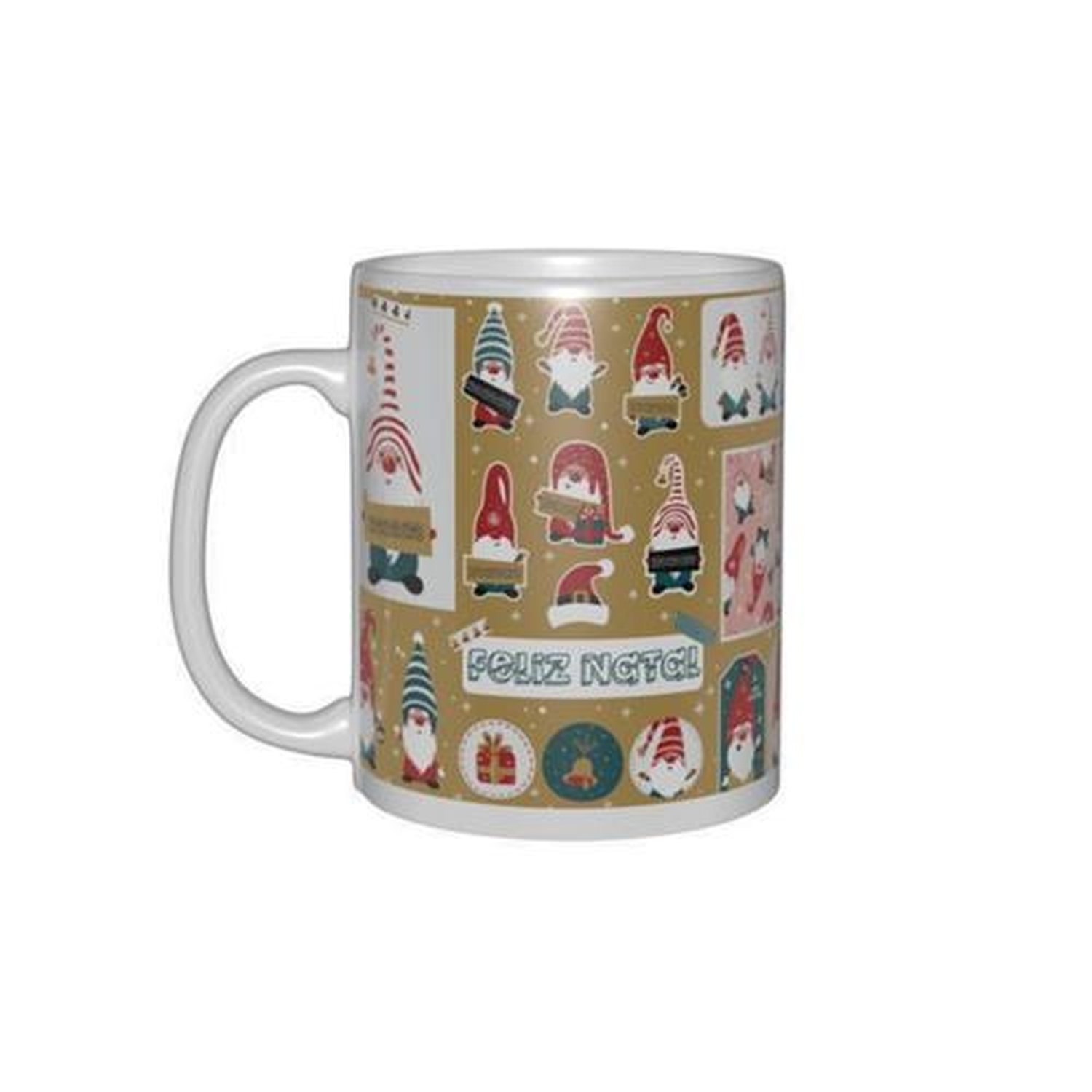 Caneca 300Ml Feliz Natal Decorações Sortidas Cerâmica Glassral
