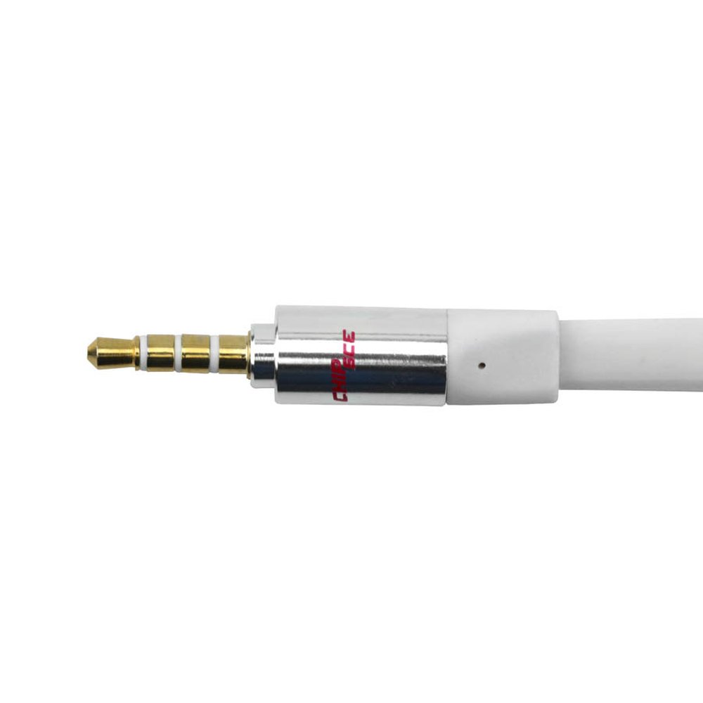 Cabo P2 + P2 Estereo Flat - 2m - 100% Cobre - Branco