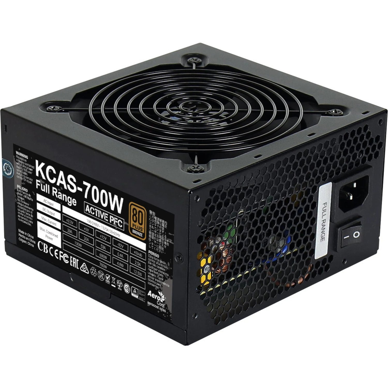 Fonte Gamer Atx Aerocool Kcas 700w 80 Plus Bronze, Pfc Ativo, Bivolt Automatica