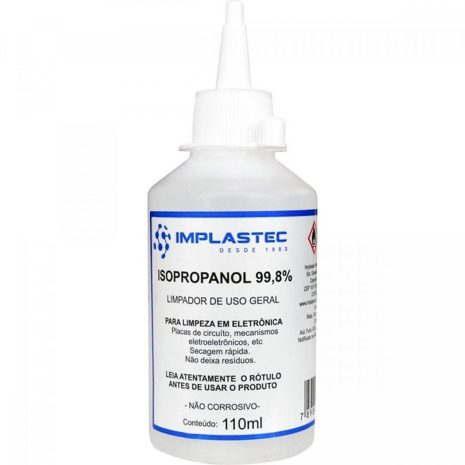 Álcool Isopropilíco 110ML ISOPROPANOL Transparente IMPLASTEC Un.Venda: CX/60