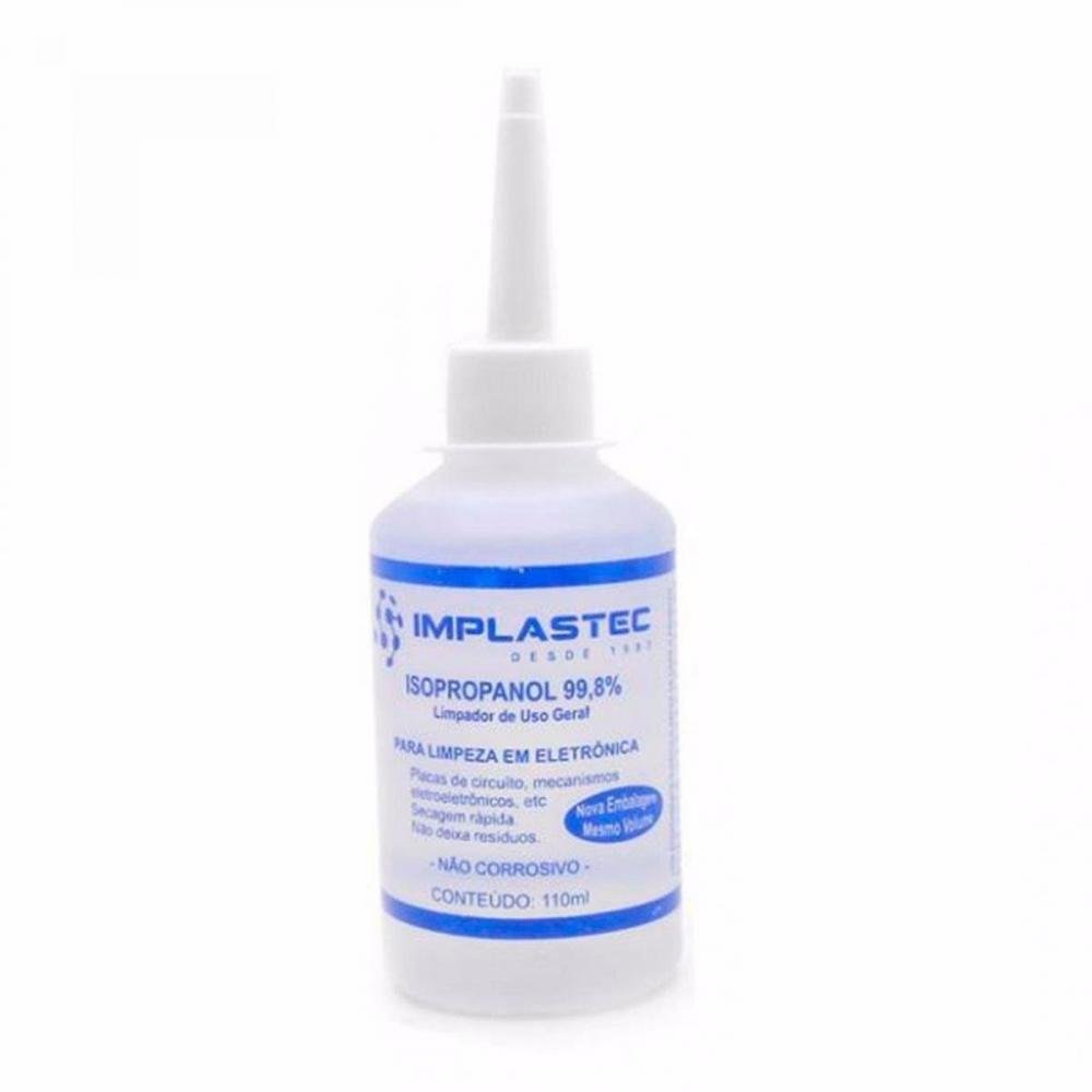 Álcool Isopropilíco 110ML ISOPROPANOL Transparente IMPLASTEC Un.Venda: CX/60