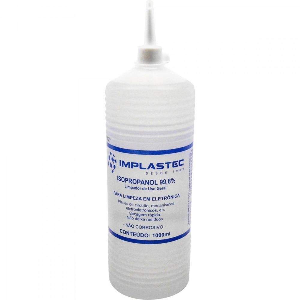 Álcool Isopropilíco 99,8% 1000ML Isopropilico Transparente Implastec Un.Venda: CX/18