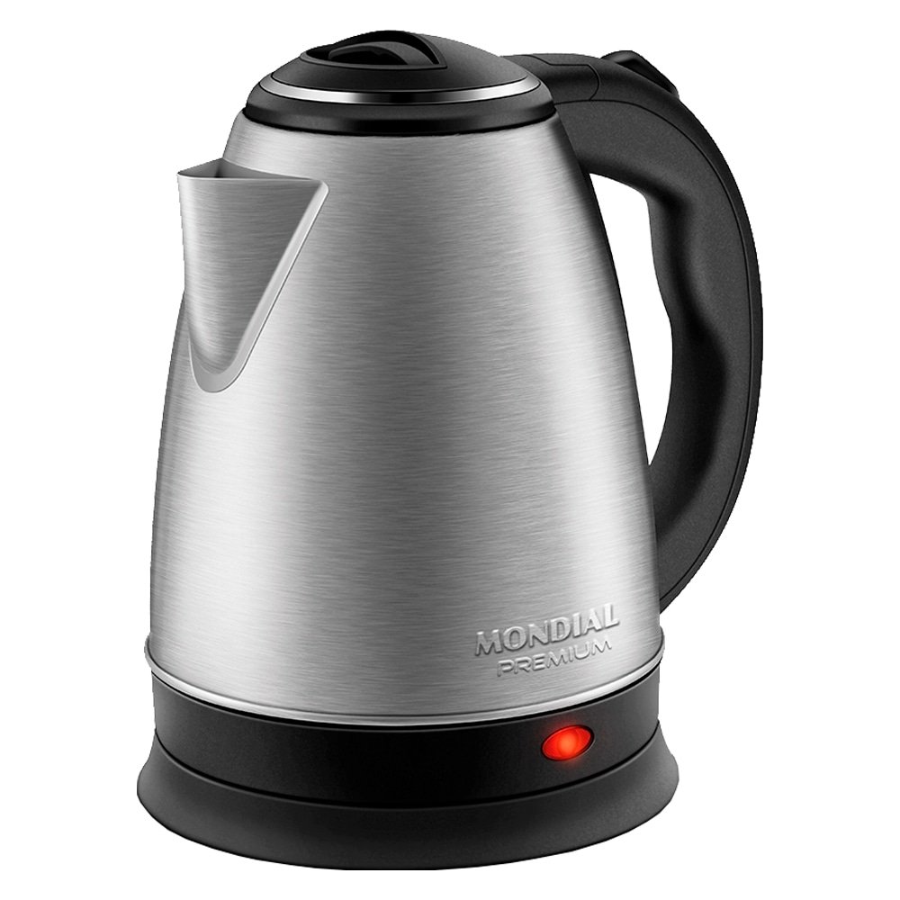 Chaleira Elétrica Mondial Pratic CE-06 - 2 Litros, até 100°C, Preto/Inox, 110V