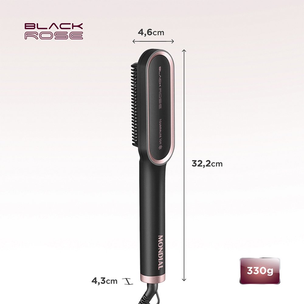 Escova Alisadora Mondial EA-07 Preto/Rosê Bivolt