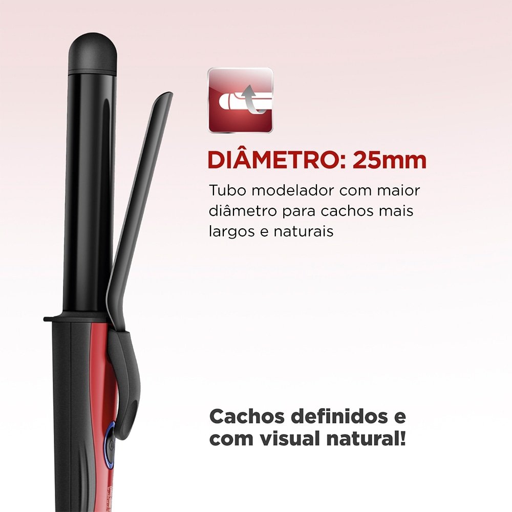Modelador de Cachos Mondial EM-12 Spiral Infinity - 55W, Preto/Vermelho, Bivolt