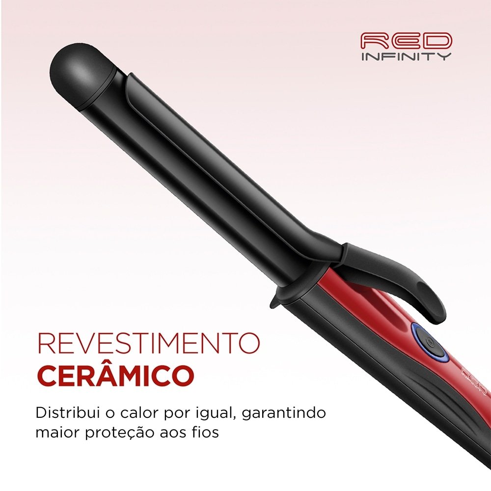 Modelador de Cachos Mondial EM-12 Spiral Infinity - 55W, Preto/Vermelho, Bivolt