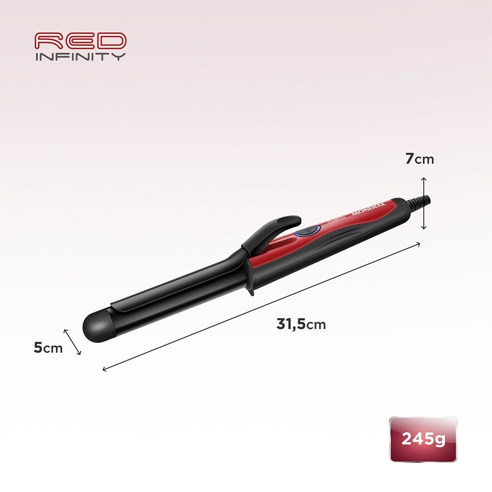 Modelador de Cachos Mondial EM-12 Spiral Infinity - 55W, Preto/Vermelho, Bivolt