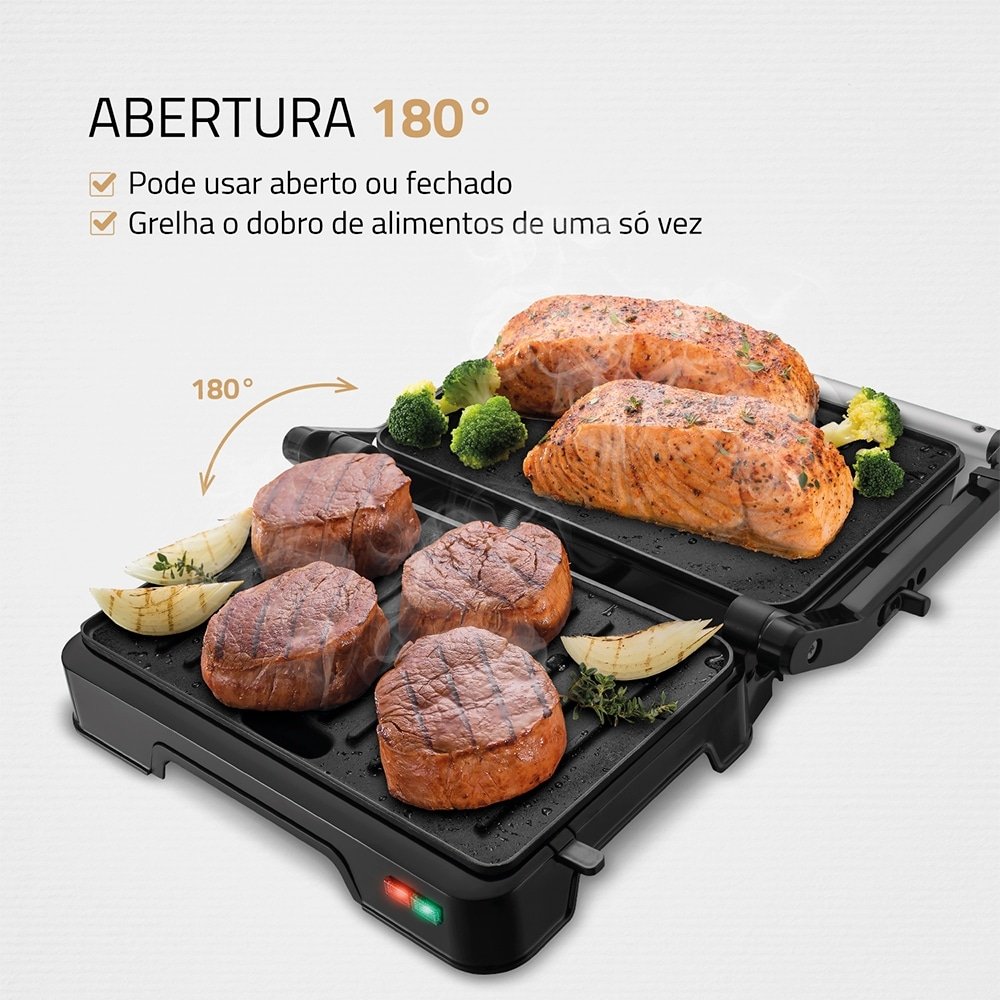 Grill Mondial PG-01-180 Master Press Duo - 1000W, Revestimento Antiaderente, Preto/Inox, 110V