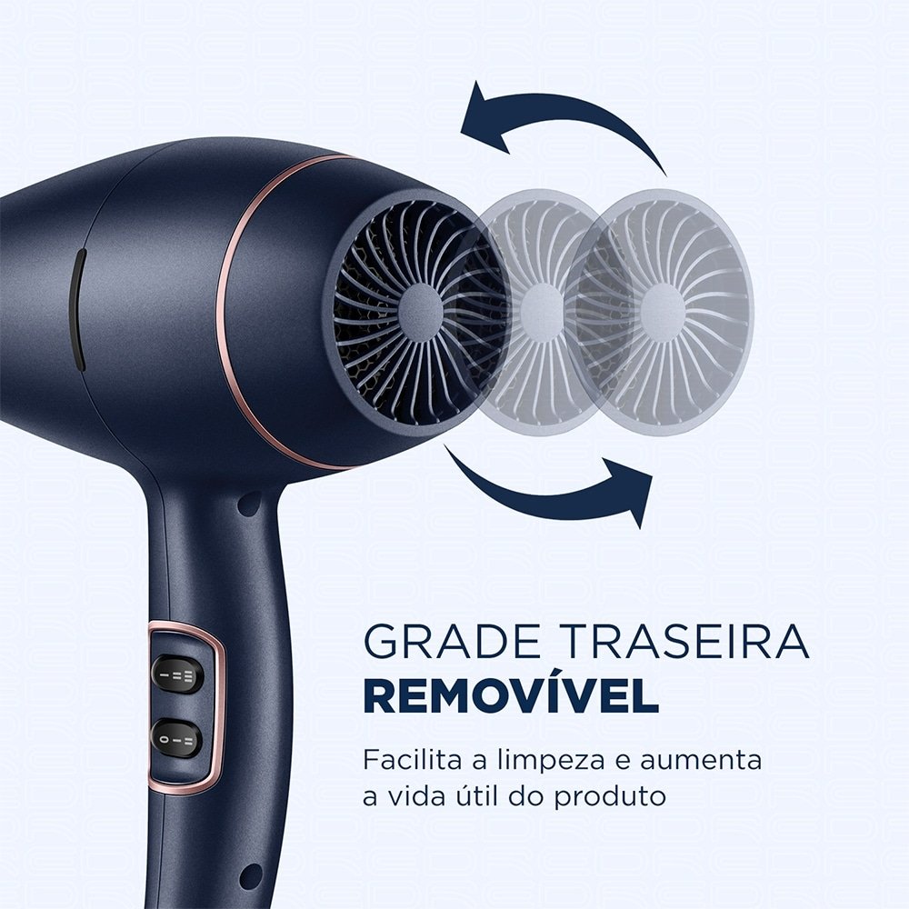 Secador de Cabelo Mondial SCP-01 InfraRed - com 2 Velocidades, 3 Temperaturas, 2000W, Azul/Golden Rose, 110V