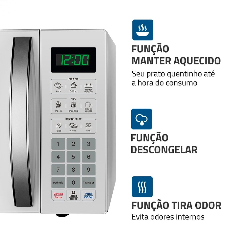 Micro-ondas Mondial 34 Litros MO-02-34-W - 1400W, Função Descongelar, Branco, 110V