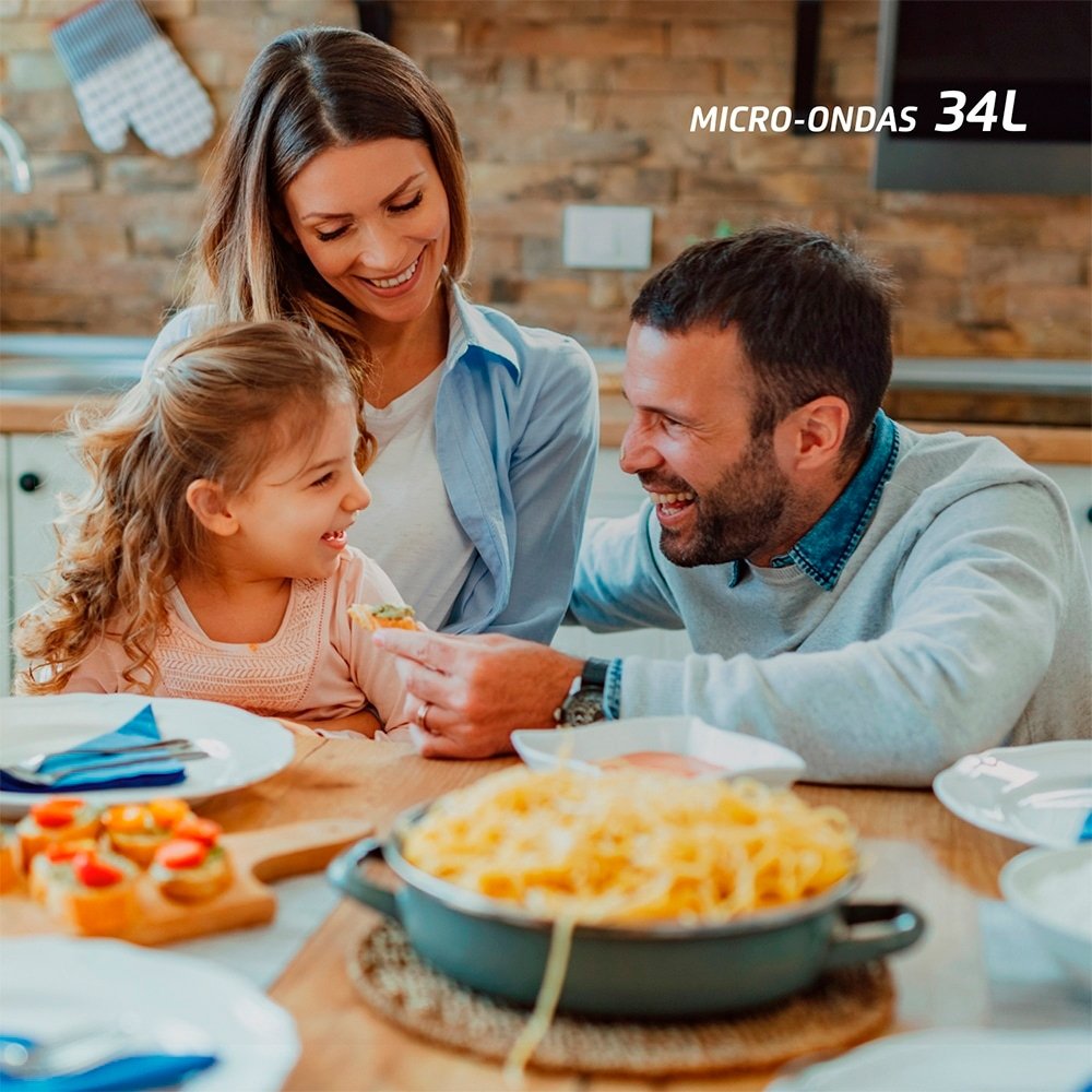 Micro-ondas Mondial 34 Litros MO-02-34-W - 1400W, Função Descongelar, Branco, 110V