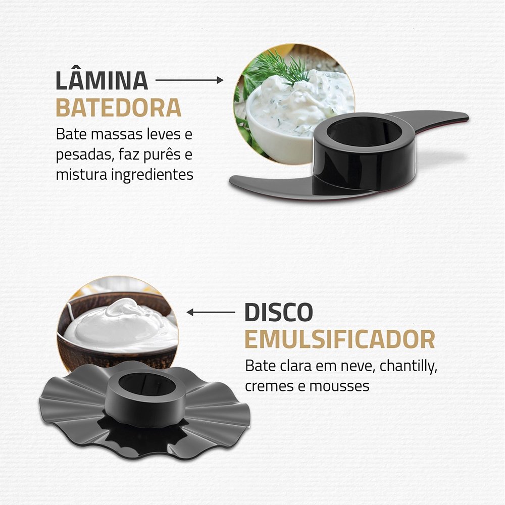 Multiprocessador de Alimentos Mondial MPN01BF Turbo Chef - 9 em 1, 2 Velocidades + Turbo, 1000W, Preto, 110V