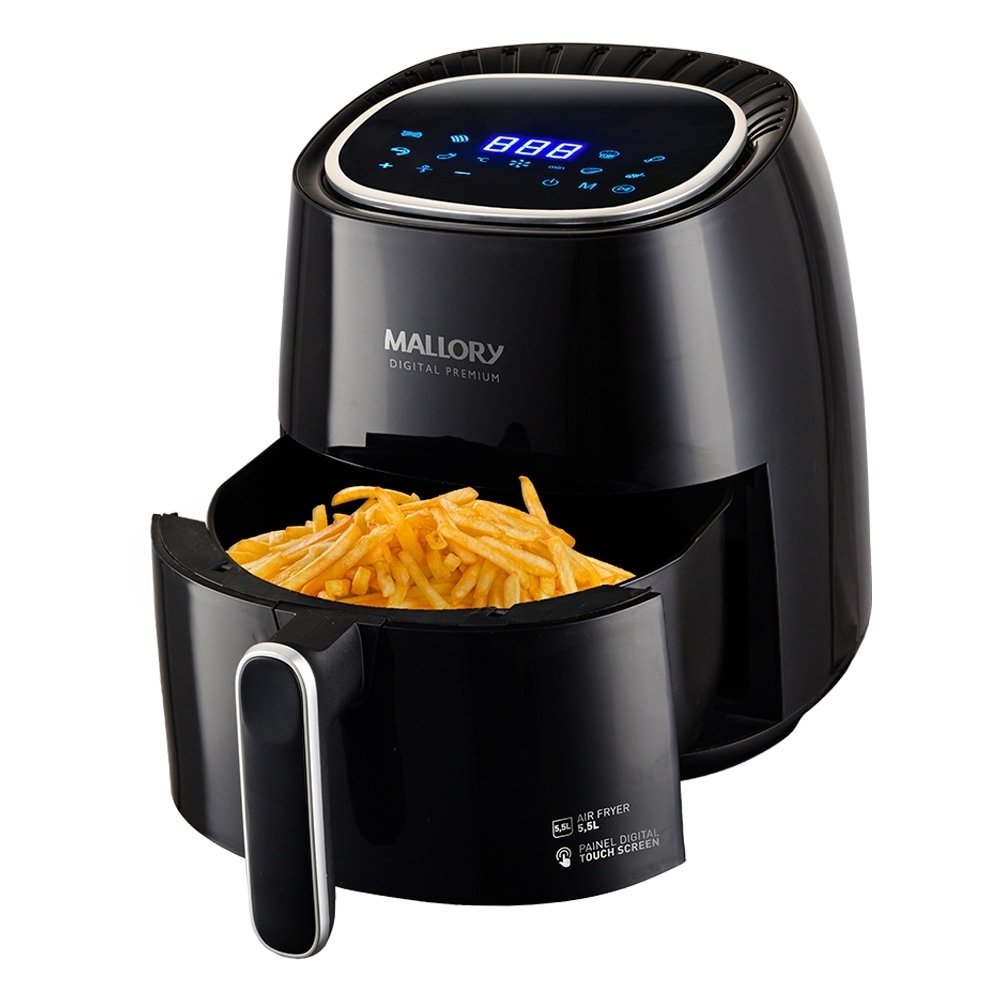 Fritadeira Air Fryer Mallory Digital Premium 5,5 Litros 1500W Preto 110V