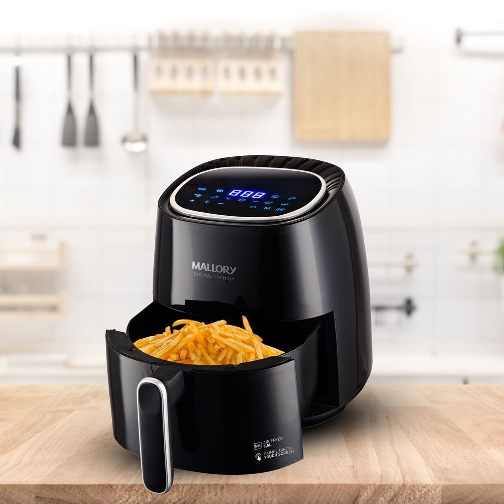Fritadeira Air Fryer Mallory Digital Premium 5,5 Litros 1500W Preto 110V