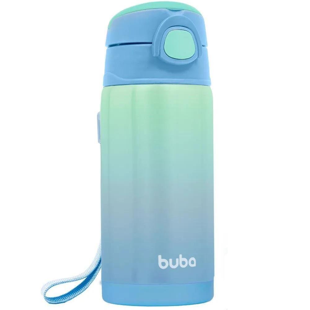 Garrafa Térmica Infantil Buba Azul e Verde Com Canudo 400ml