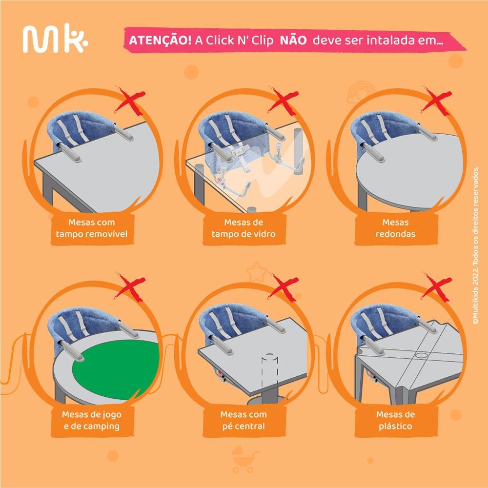 Cadeira de Alimentação de Encaixe em Mesa 6M-15Kg Multikids Baby Click N Clip Azul - BB377