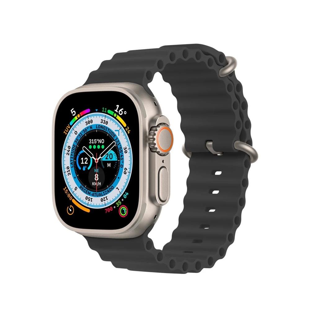 Pulseira Oceano Cloud Para Apple Watch 42 / 44 / 45 / 49Mm - Preta