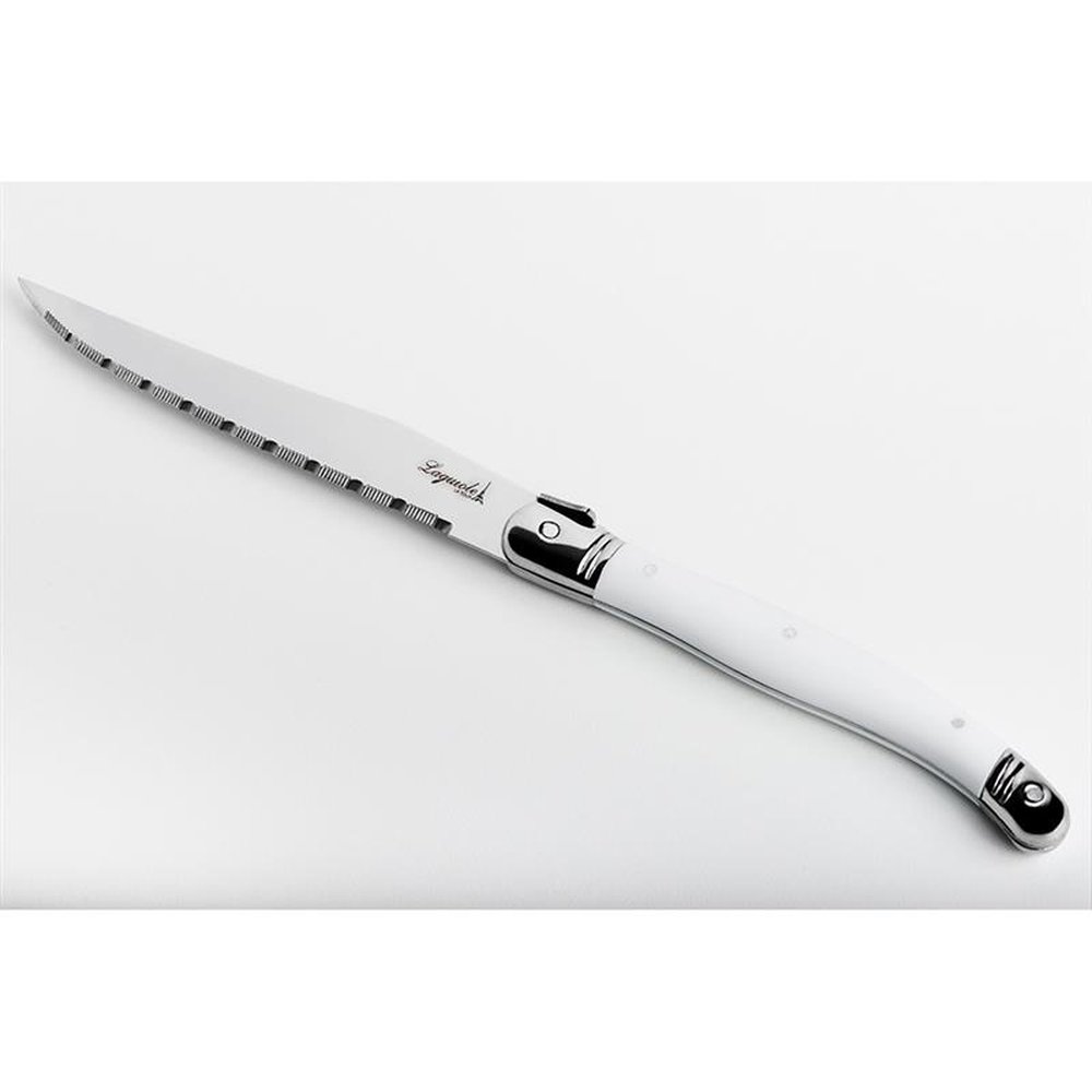 Conjunto De 6 Facas Laguiole La Tour Luxo Com Cepo De Madeira - Branco