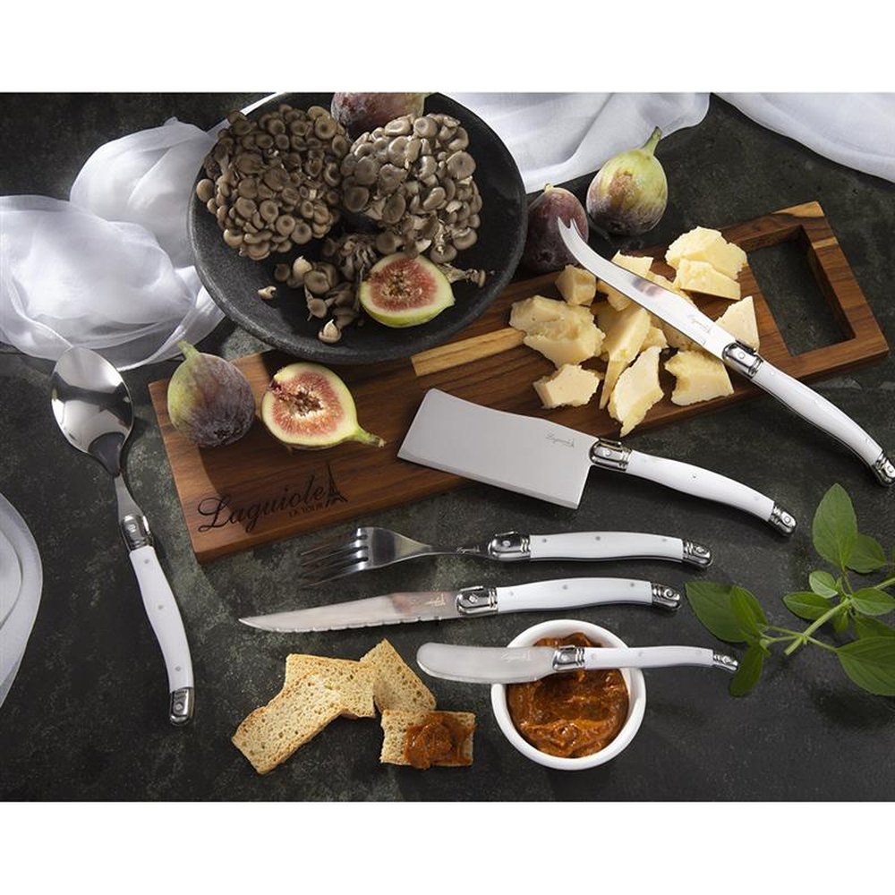 Conjunto De 6 Facas Laguiole La Tour Luxo Com Cepo De Madeira - Branco