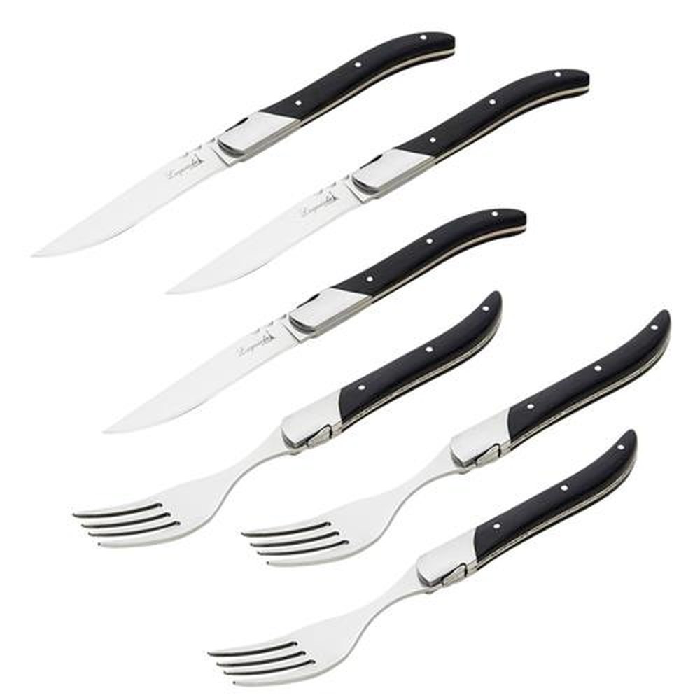 Conjunto De 3 Facas E 3 Garfos Laguiole La Tour Ultra Premium - Preto