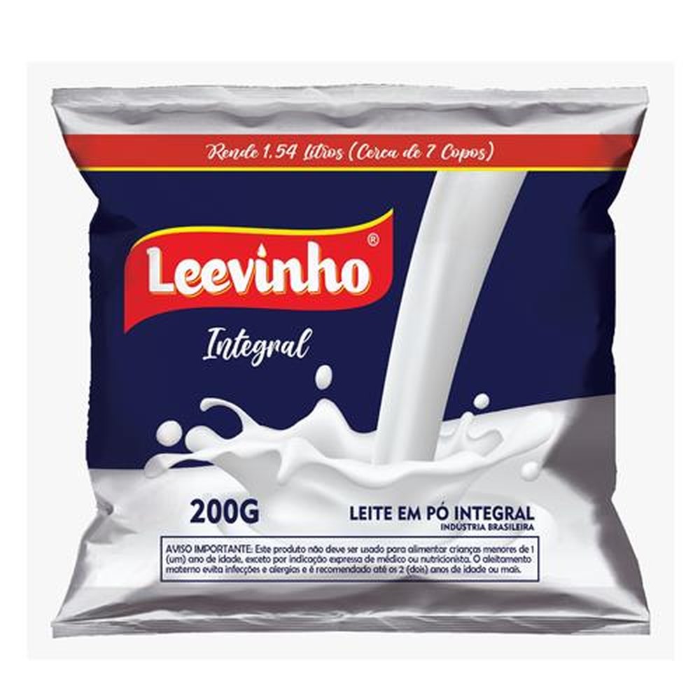 Leite em Pó Leevinho Integral 200gr - Embalagem com 50 pacotes