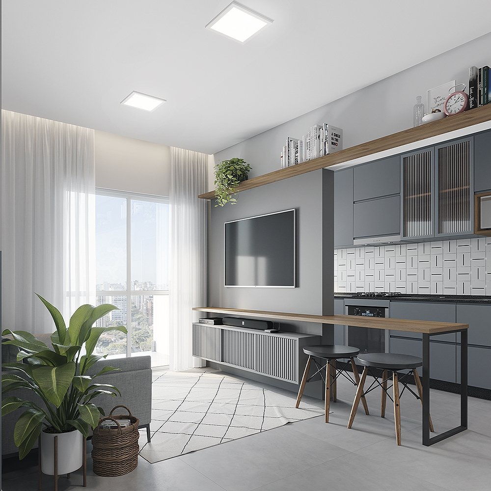 Plafon Painel Led Avant Alumínio Quadrado Sobrepor - 3K, 18W, 22cm, 1260 Lúmens
