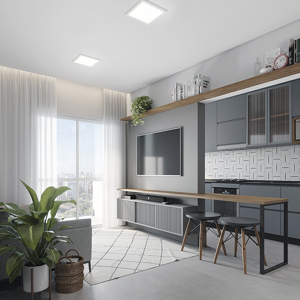 Plafon Painel LED Avant Quadrado Sobrepor - 3K, 30W, 40cm, 2400 Lúmens