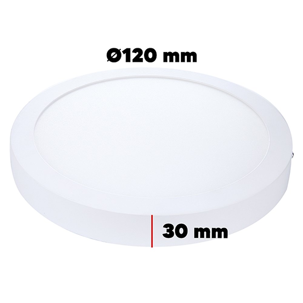 Plafon Painel Avant Led 12cm, Alumínio Redondo Sobrepor - 3K, 6W, 360 Lúmens