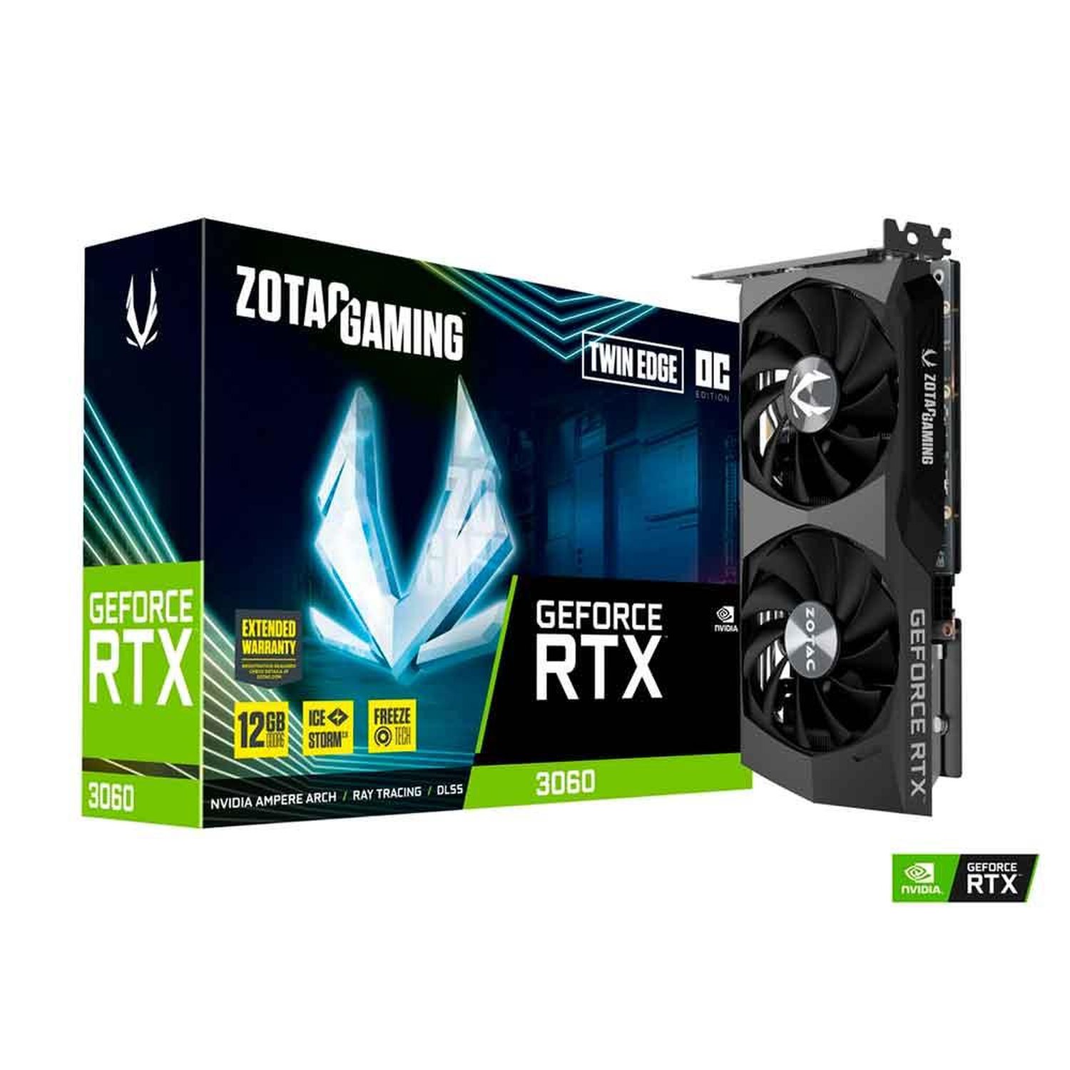 Placa De Vídeo Zotac Gaming Geforce Rtx 3060 Twin Edge Oc, 12Gb, Gddr6, 192-Bit, Preto