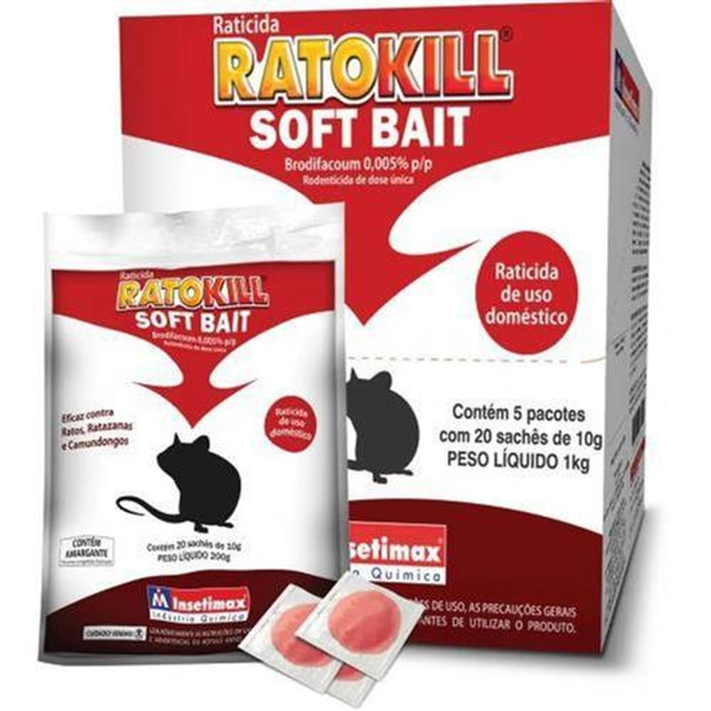 Ratokill Insetimax Soft Bait Embalagem com 20 sachês de 10g