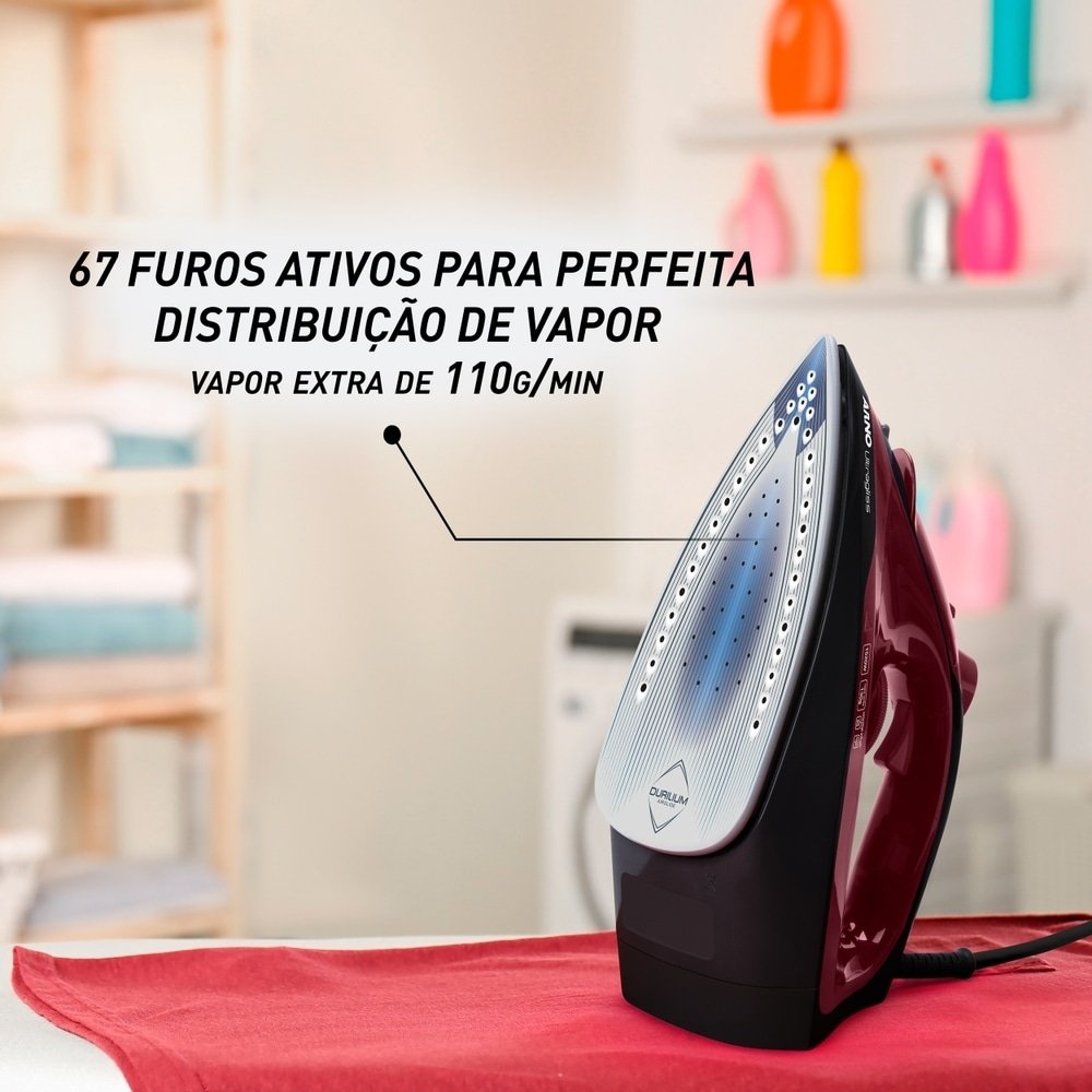 Ferro de Passar a Vapor Arno Ultragliss FMV - 1520W Base Durilium Airglide Vinho, 110V