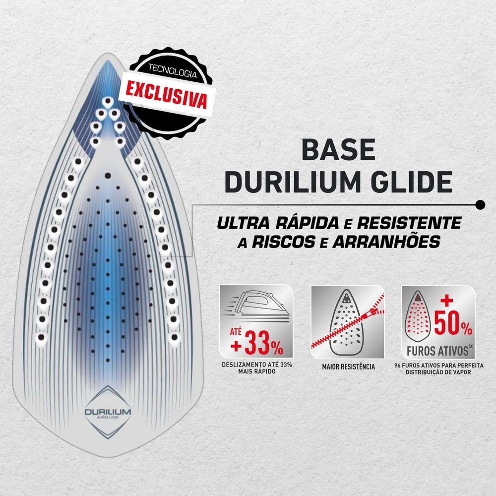 Ferro de Passar a Vapor Arno Ultragliss Plus FMY - 1520W Base Durilium Azul/Preto, 110V