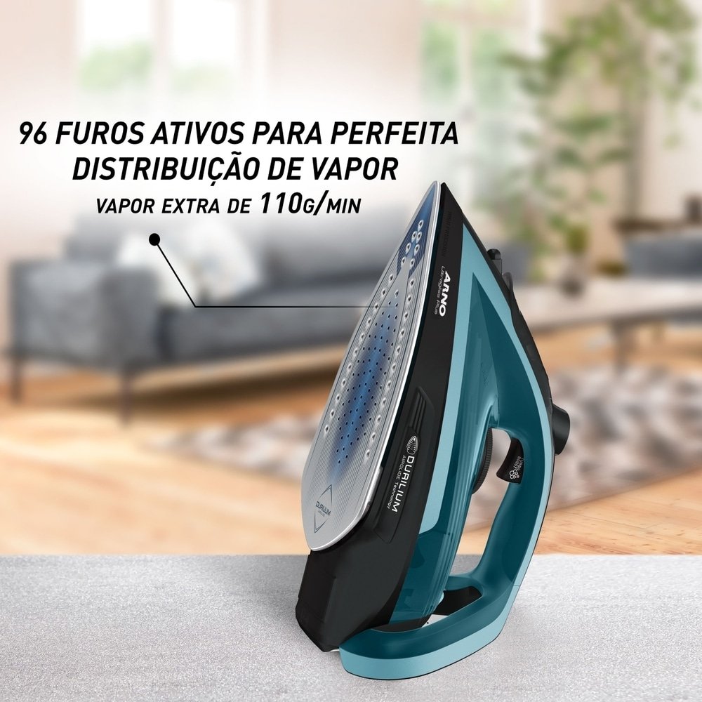 Ferro de Passar a Vapor Arno Ultragliss Plus FMY - 1520W Base Durilium Azul/Preto, 110V