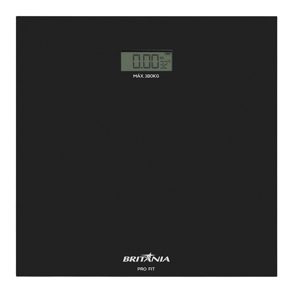 Balança Eletrônica Britânia Pro Fit BBL06PQ | até 180Kg, Vidro Temperado, Preto