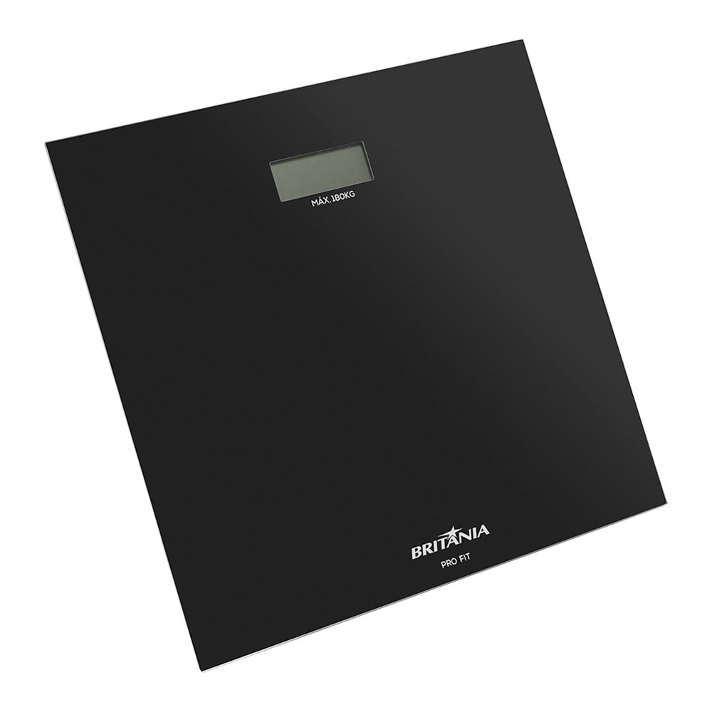 Balança Eletrônica Britânia Pro Fit BBL06PQ | até 180Kg, Vidro Temperado, Preto