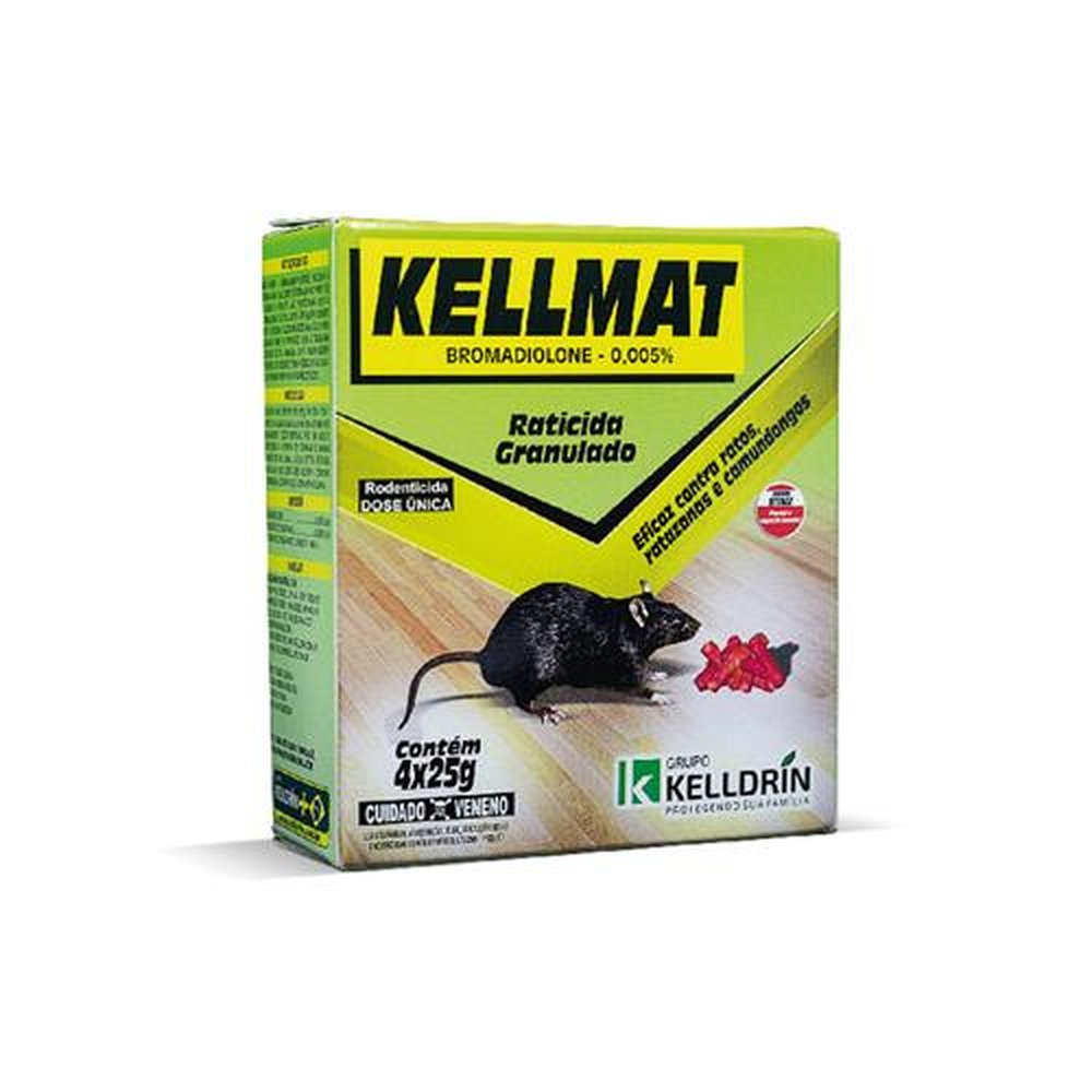 Kelldrin Kellmat Granulado ¿ Raticida Isca 25G | Caixa Com 10 Display Contendo 40 Unidades De 25G