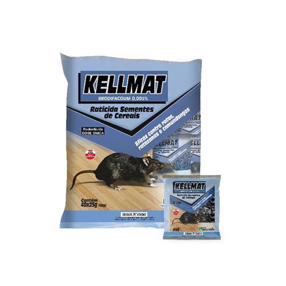 Kelldrin Kellmat ¿ Raticida Semente De Cereais 25G | Caixa C/ 10 Display Contendo 40 Saquinhos De 25G