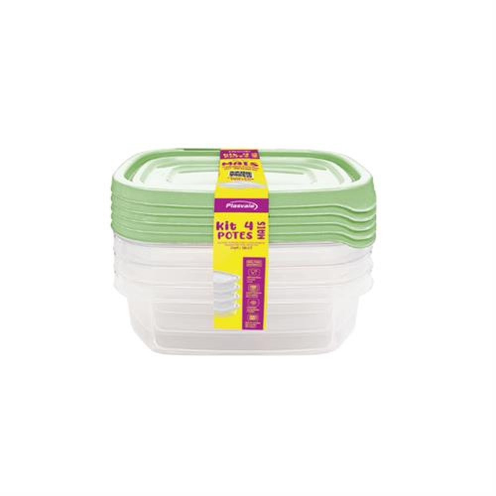 Kit 4 Potes Linha Mais 300ml Plasvale - Verde