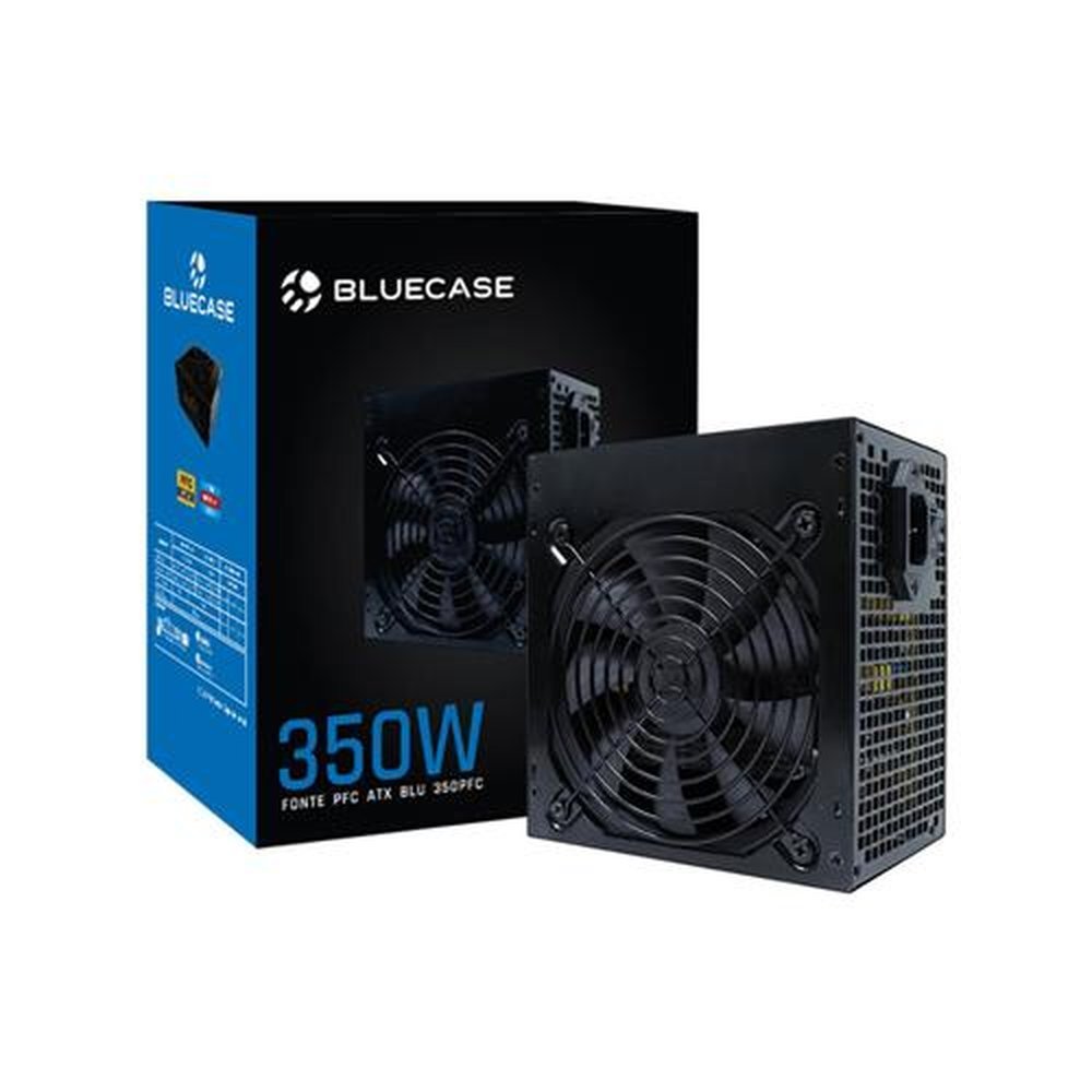 Fonte Atx 350W Pfc Ativo com Caixa e Cabo Blu350-EPFC Bluecase