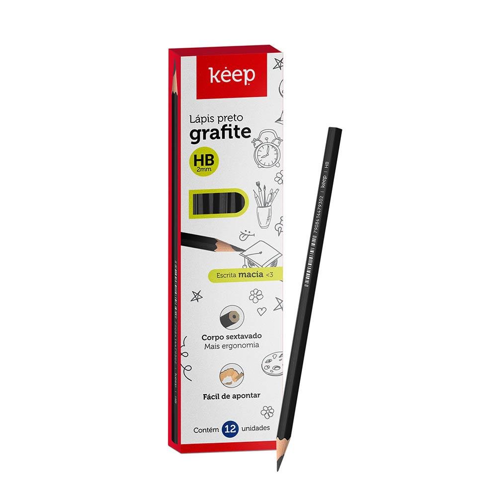 Lapis Preto HB s/ Borracha Caixa Com 12 Unidades Keep - EI100