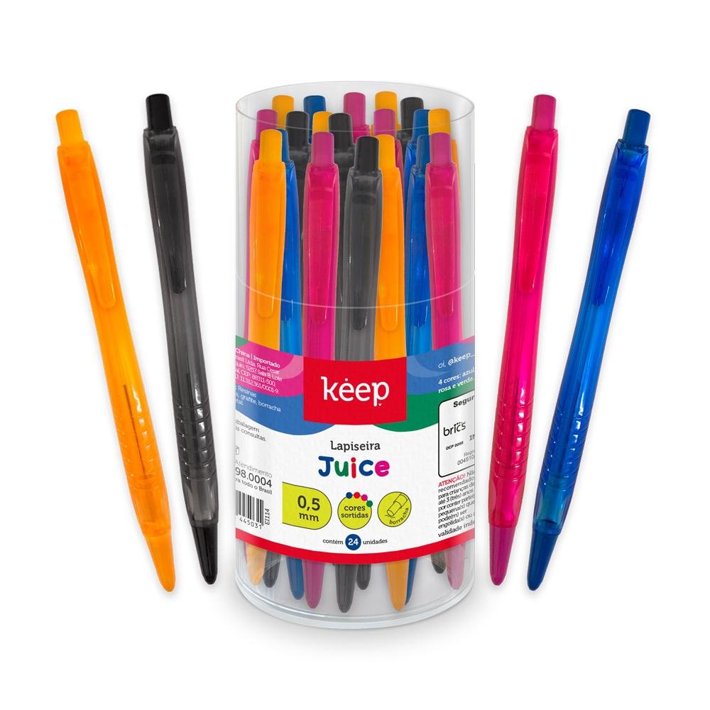 Lapiseira Juice 0,5mm Cores Diversas Pote Com 24 Unidades Keep - EI114