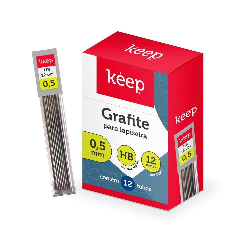 Tubo de Grafite HB 0,5mm Caixa Com 12 Tubos Keep - EI120