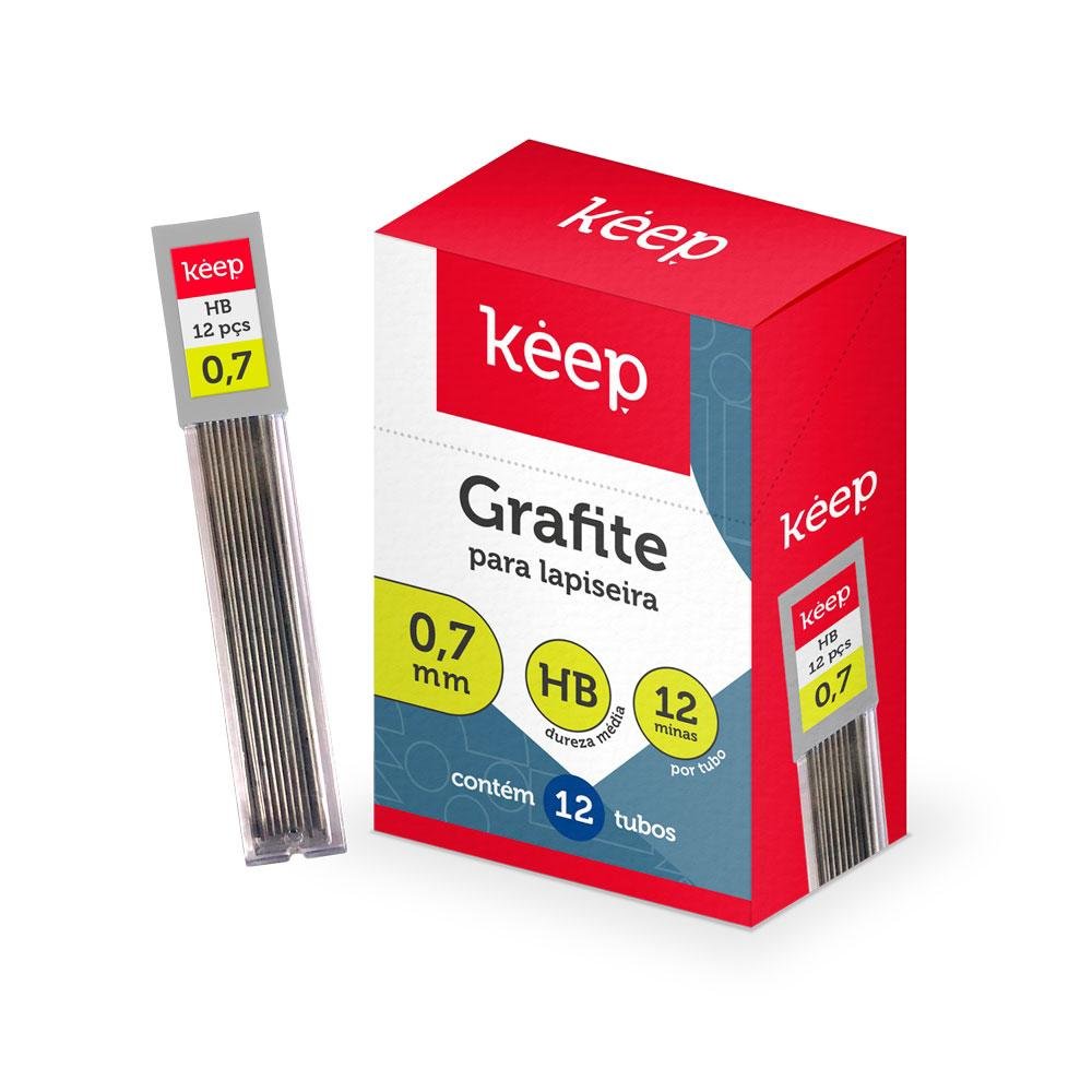 Tubo de Grafite HB 0,7mm Caixa Com 12 Tubos Keep - EI121