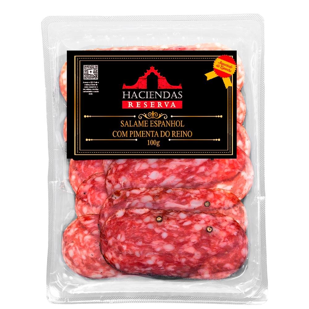 Salame Espanhol com Pimenta do Reino Fatiado Haciendas Reserva 12x100g