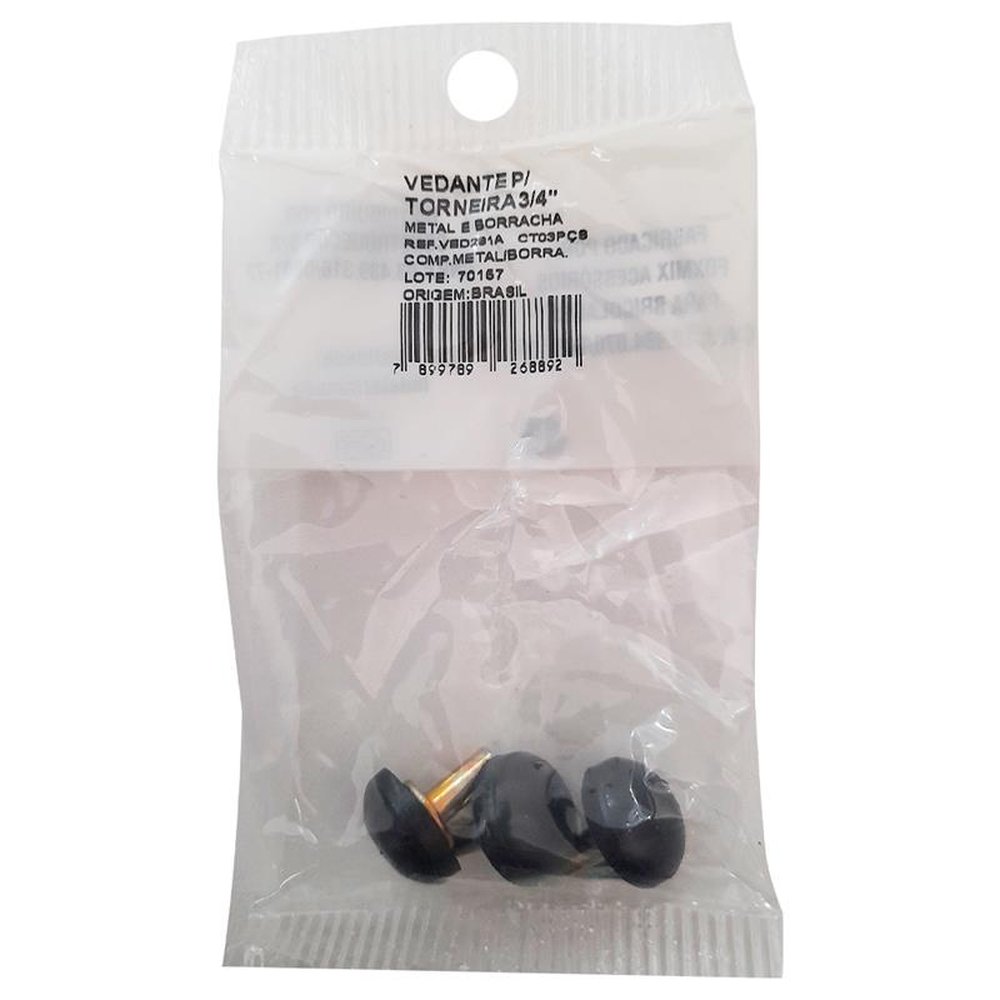 Vedante Para Torneira Metal e Borracha 3/4" - Cartela Com 3 Unidades
