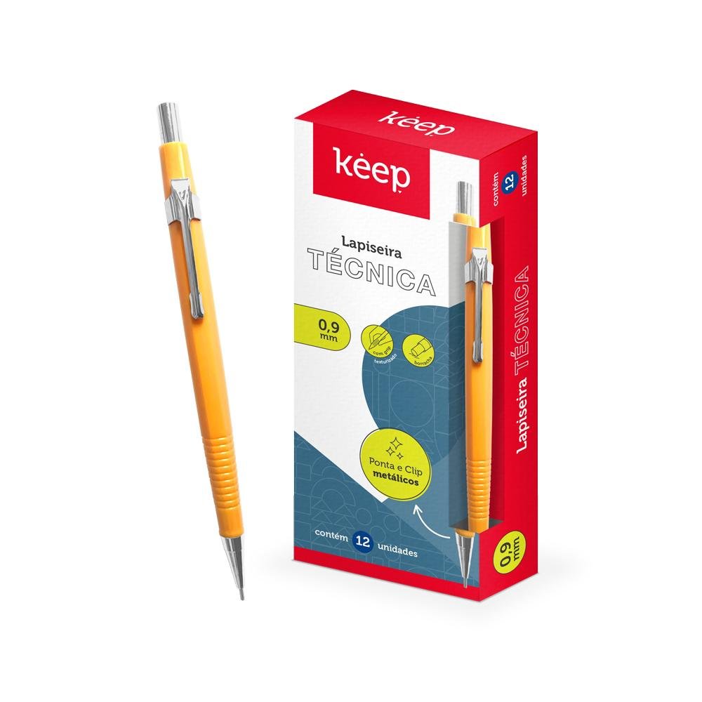 Lapiseira Tecnica 0,9mm Amarela Caixa Com 12 Uni Keep - EI108