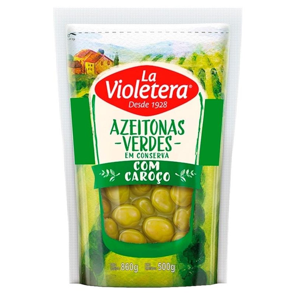 Azeitona La Violetera com Caroço 500g - Embalagem com 12 Unidades